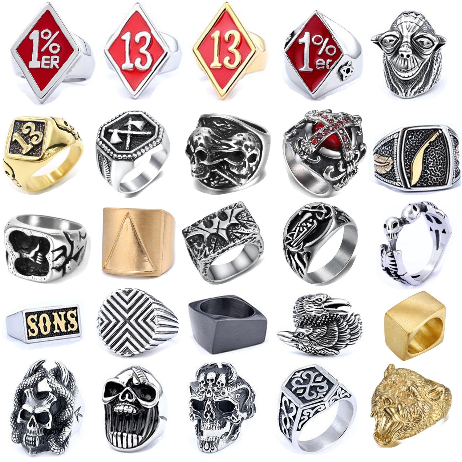 Black Skull Heavy Metal Ring